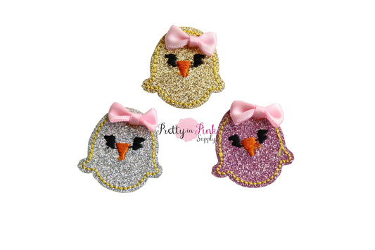 Little Chick with Bow Glitter Felts - Pretty in Pink Supply