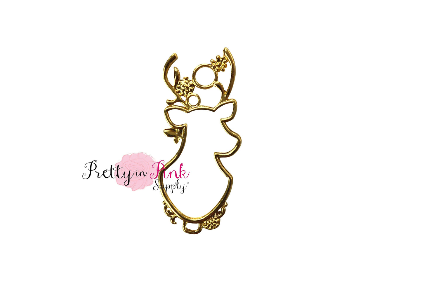 Gold Hollow Reindeer Charm - Pretty in Pink Supply