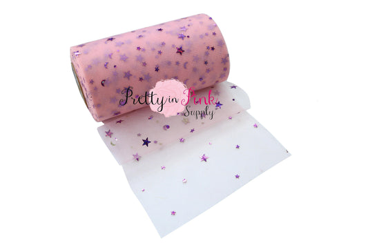 5" Light Pink/Lavender Star/Moon Tulle - Pretty in Pink Supply