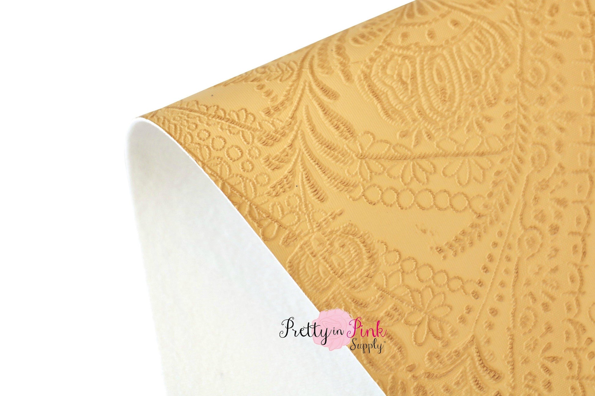 Embossed Floral Faux Leather Sheet - Pretty in Pink Supply