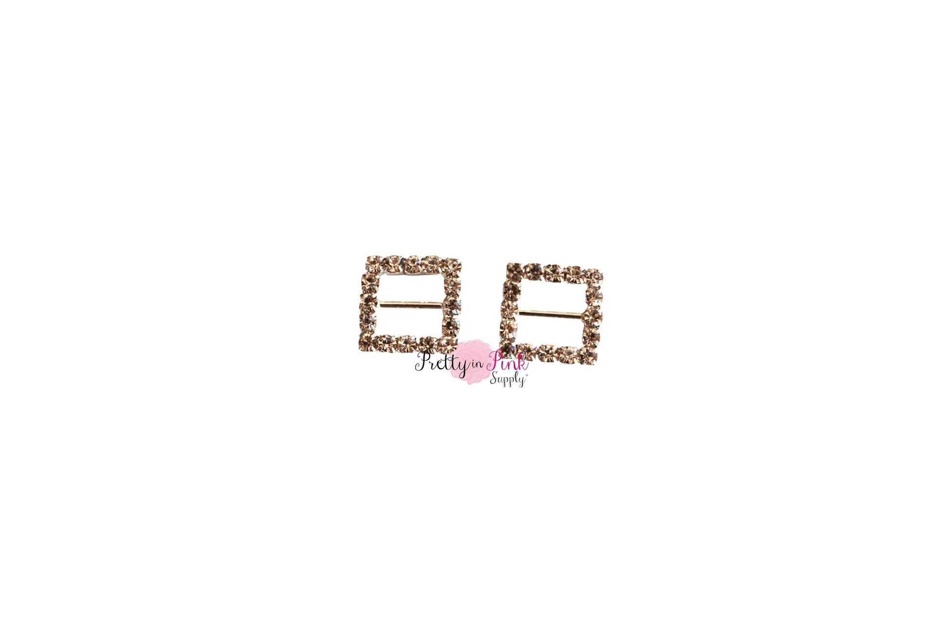 Square Crystal Rhinestone Slider Button - Pretty in Pink Supply