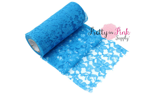 6" Ocean Blue Lace By The Yard - Pretty in Pink Supply