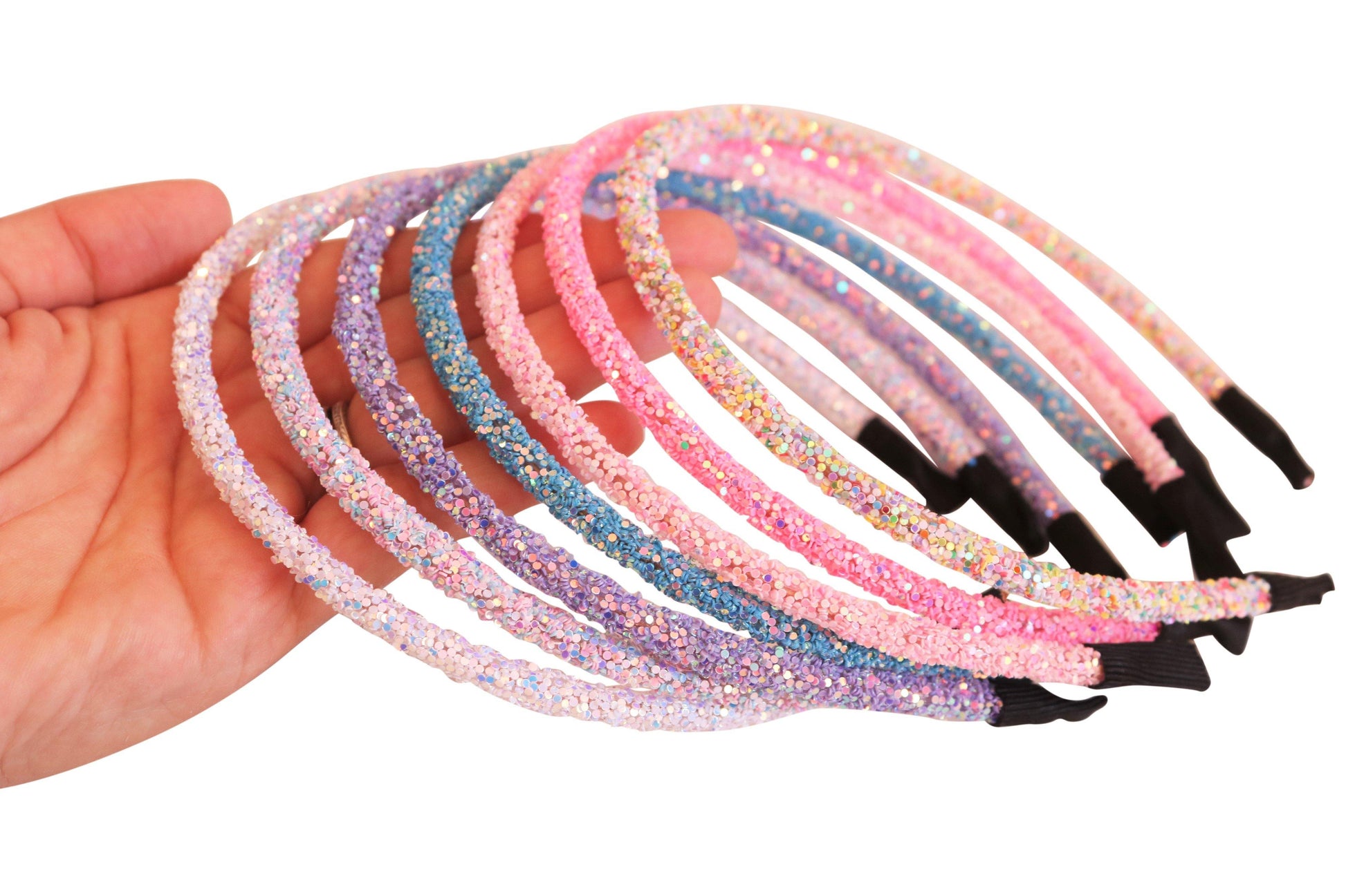 Chunky Iridescent Glitter Lined Headbands - Pretty in Pink Supply