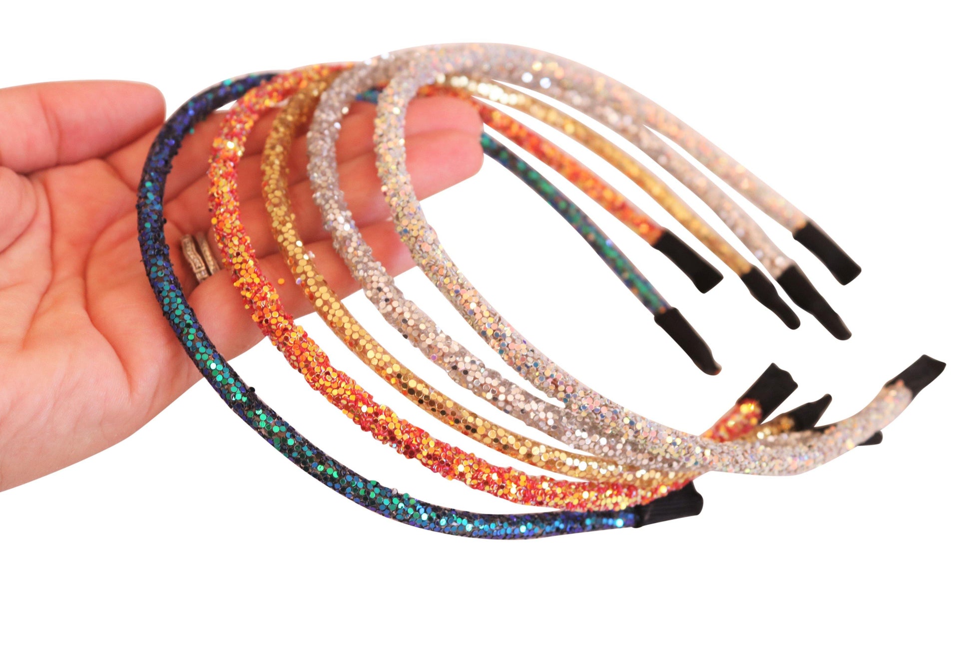 Chunky Iridescent Glitter Lined Headbands - Pretty in Pink Supply