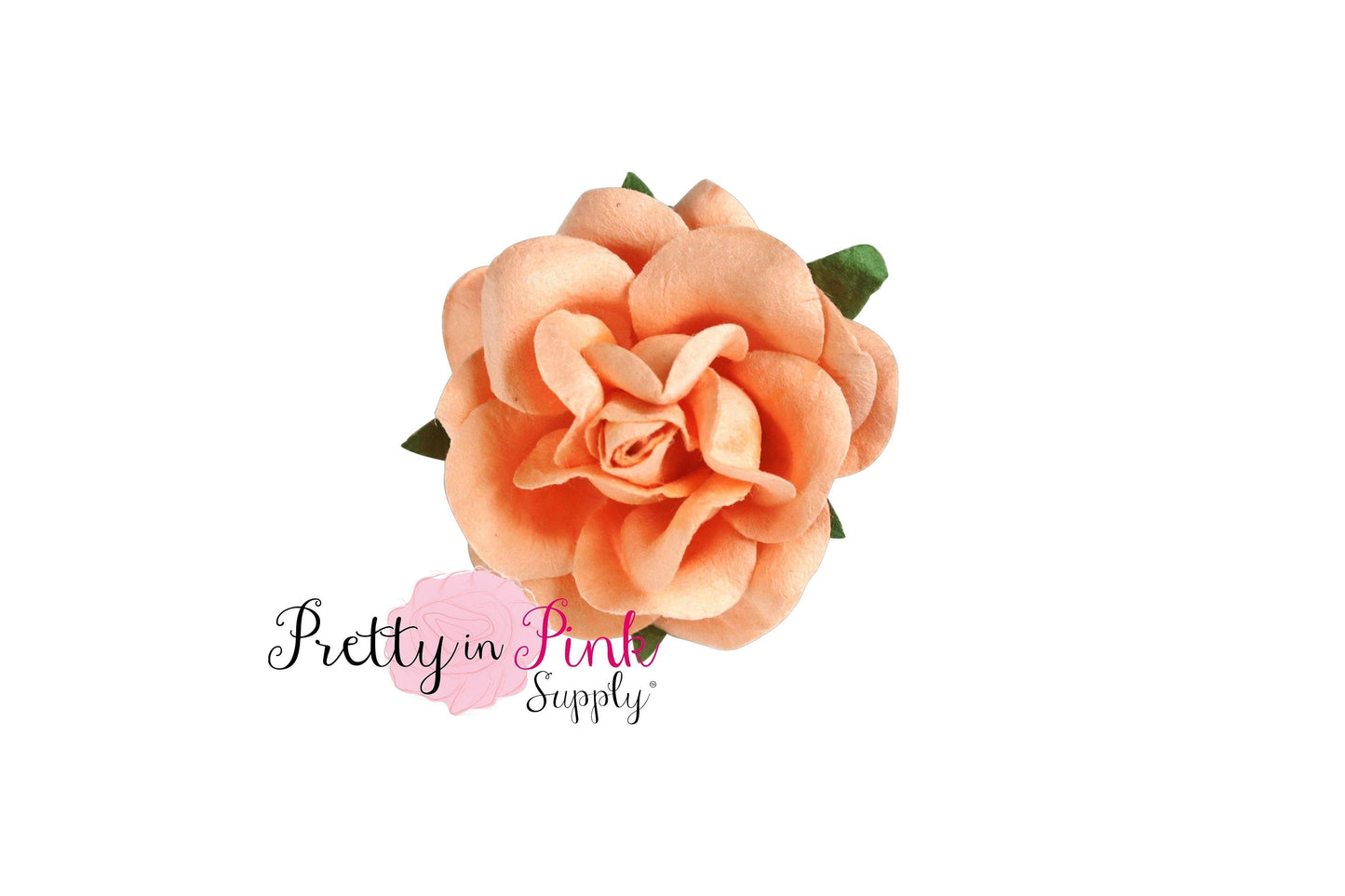 1.5" PREMIUM Peach Paper Rose - Pretty in Pink Supply