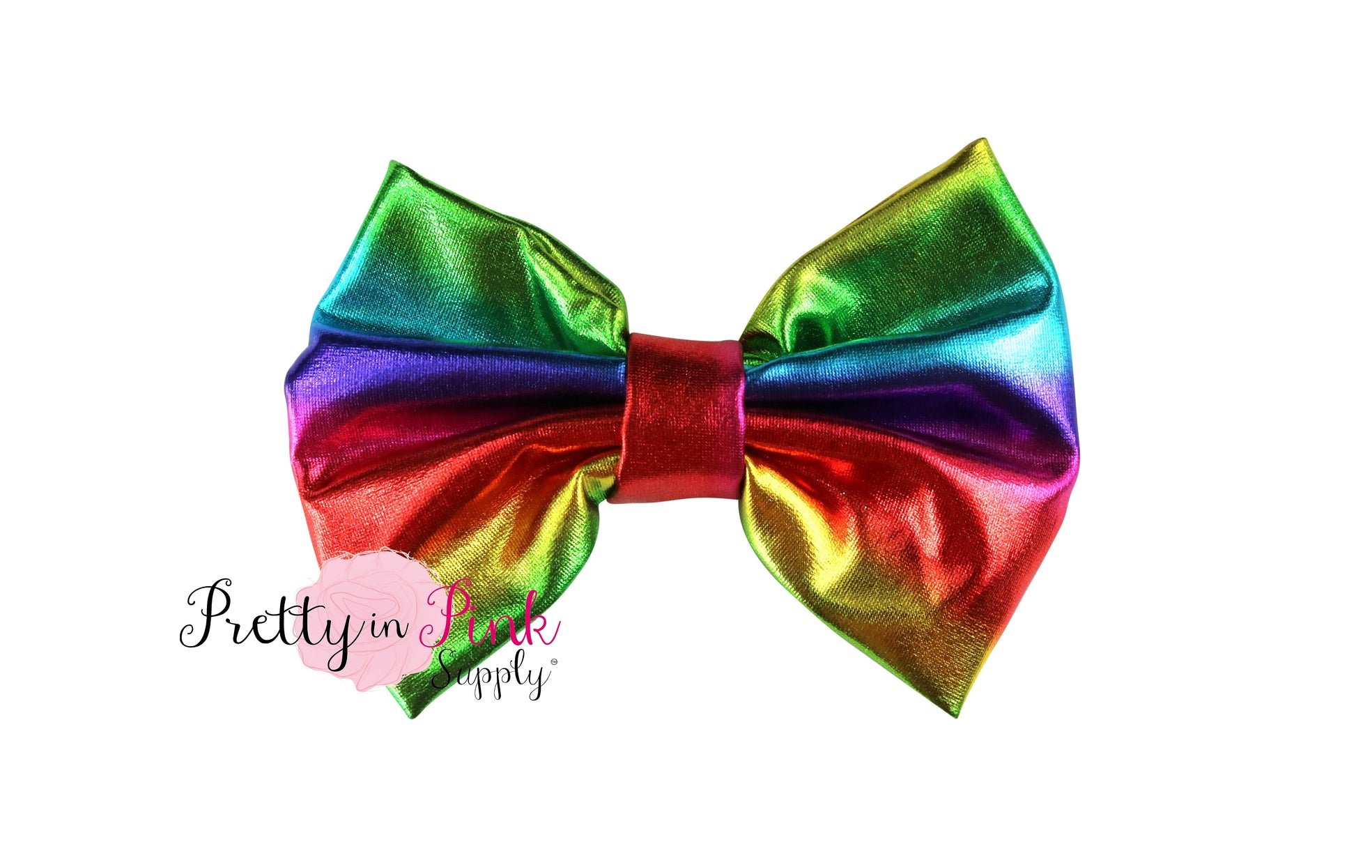 5" X-Large Soft Shiny Metallic Fabric Bows - Pretty in Pink Supply