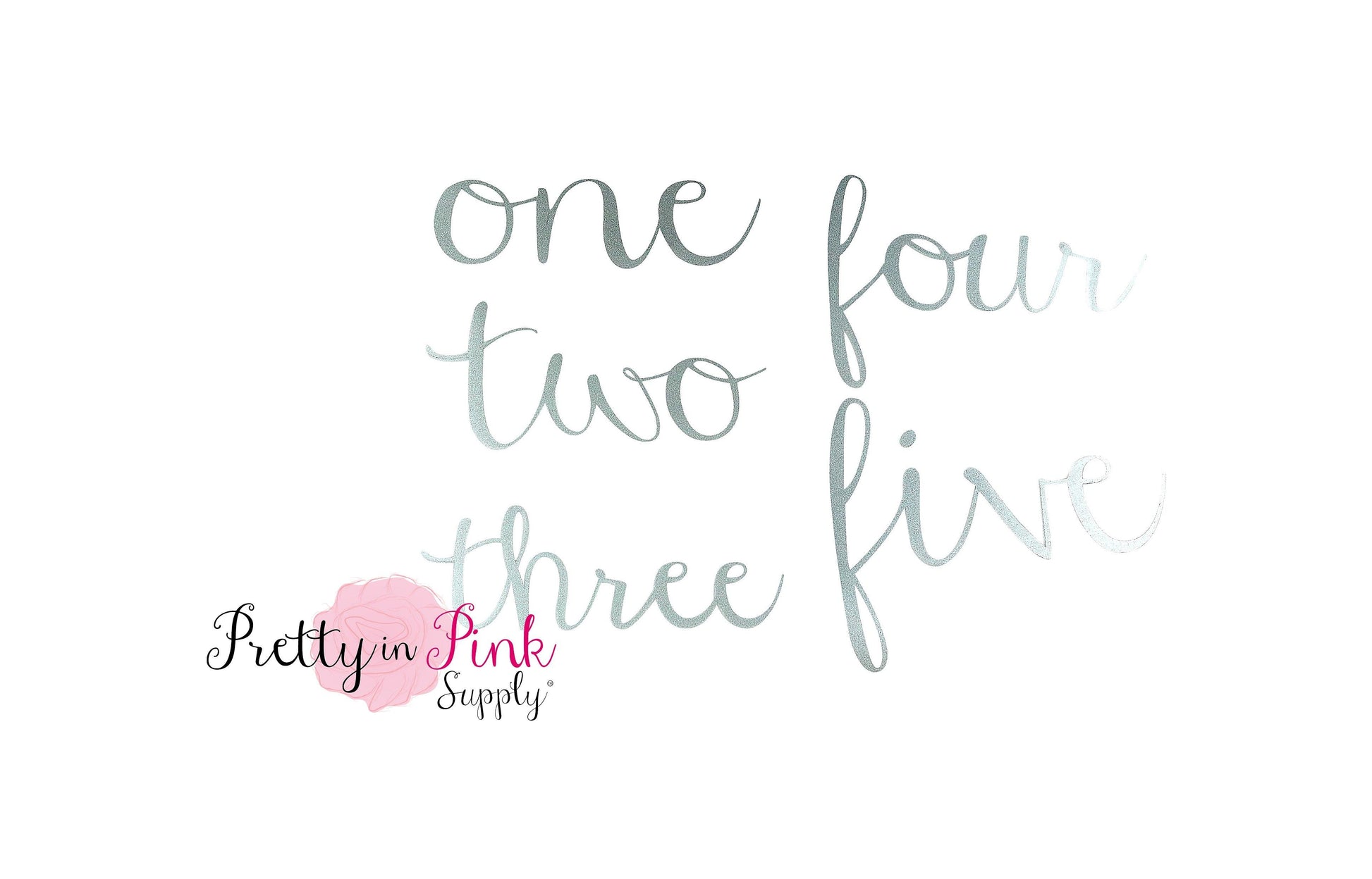 Metallic Silver Cursive Number Iron On - Pretty in Pink Supply