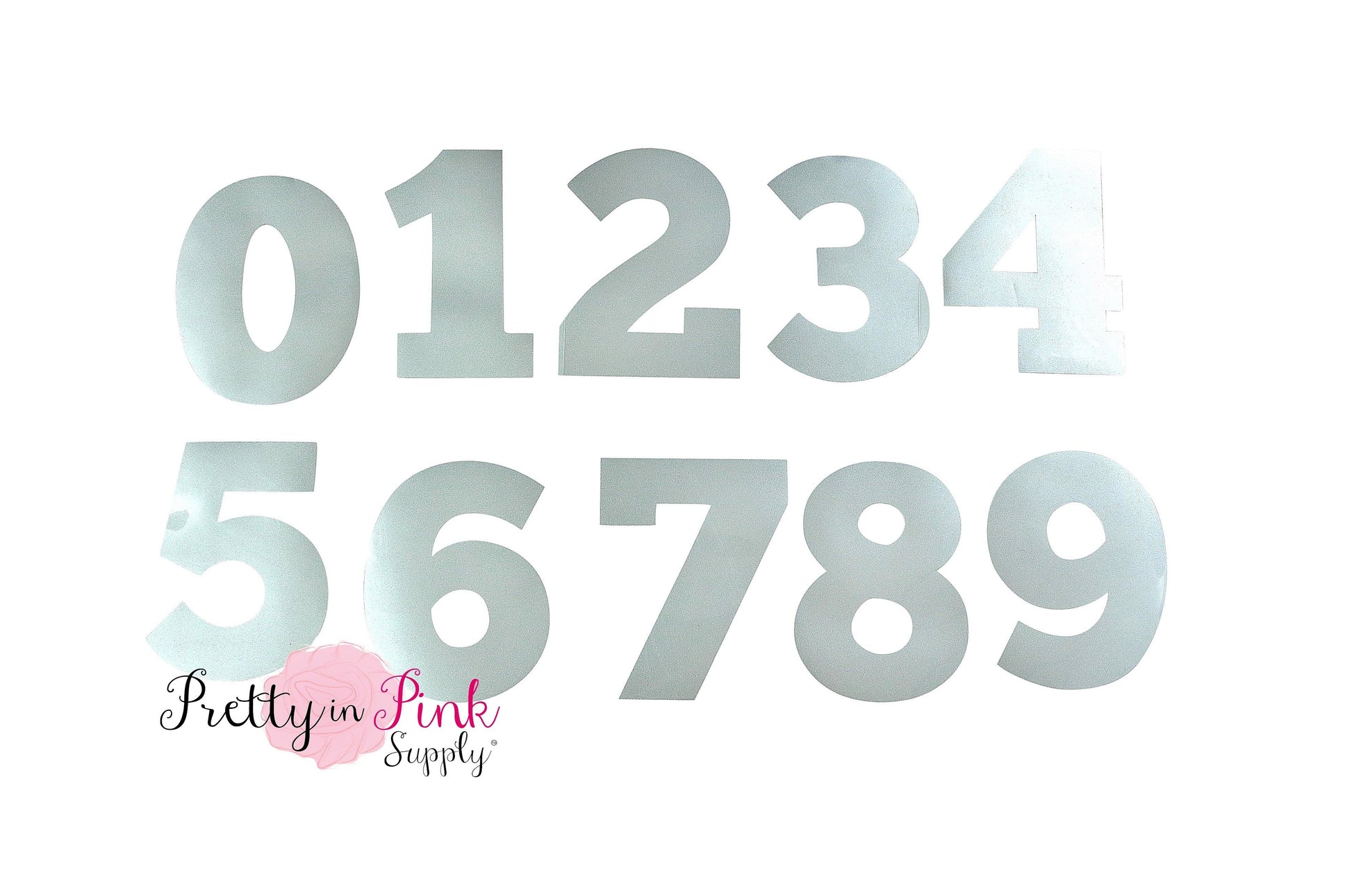 Metallic Silver Numbers Iron On - Pretty in Pink Supply