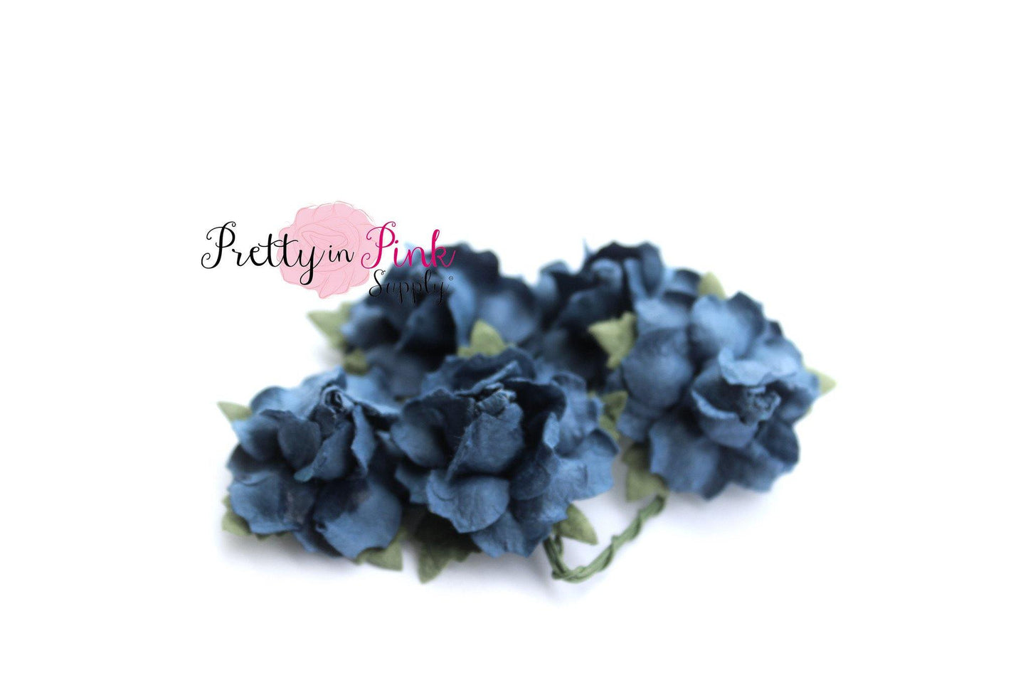 1" PREMIUM Dark Blue Paper Flowers - Pretty in Pink Supply