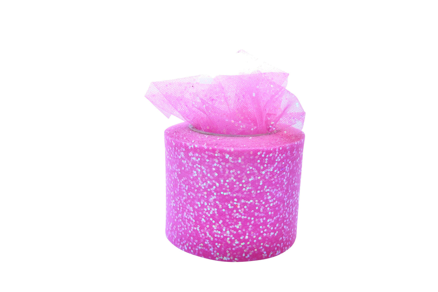 2" IRIDESCENT Chunky Glitter Tulle - Pretty in Pink Supply