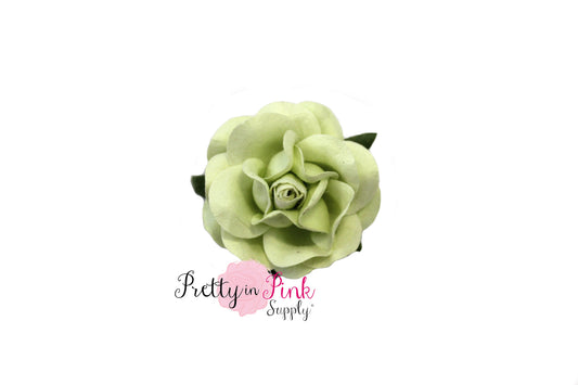 1.5" PREMIUM Pale Green Paper Rose - Pretty in Pink Supply