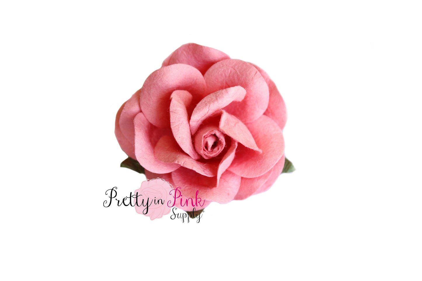 1.5" PREMIUM BLUSHING Pink Paper Rose - Pretty in Pink Supply
