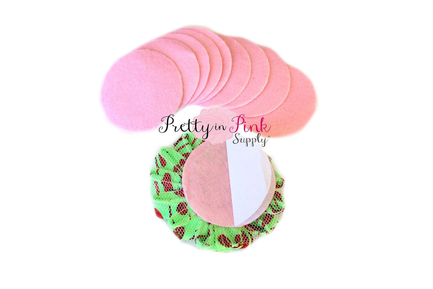 1.5" Light Pink Felt Circles- Self Adhesive - Pretty in Pink Supply