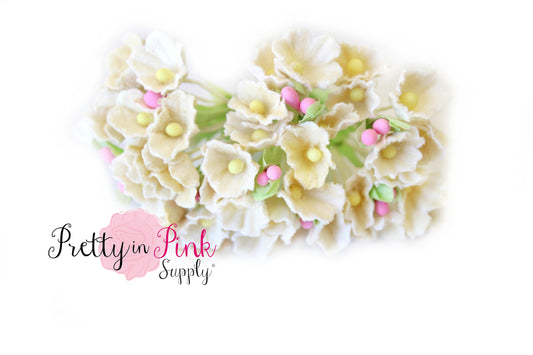 1/4" Mini Ivory Umbel Floret Paper Flowers - Pretty in Pink Supply