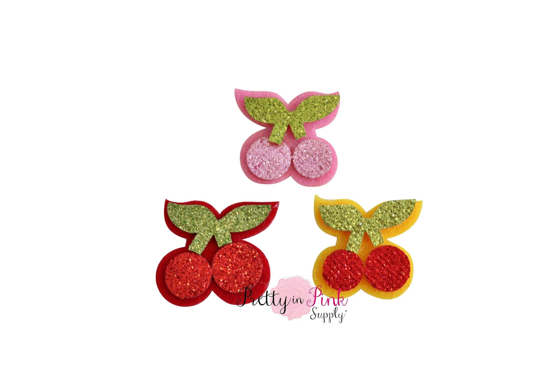 1.5" Cherry Glitter Felts - Pretty in Pink Supply