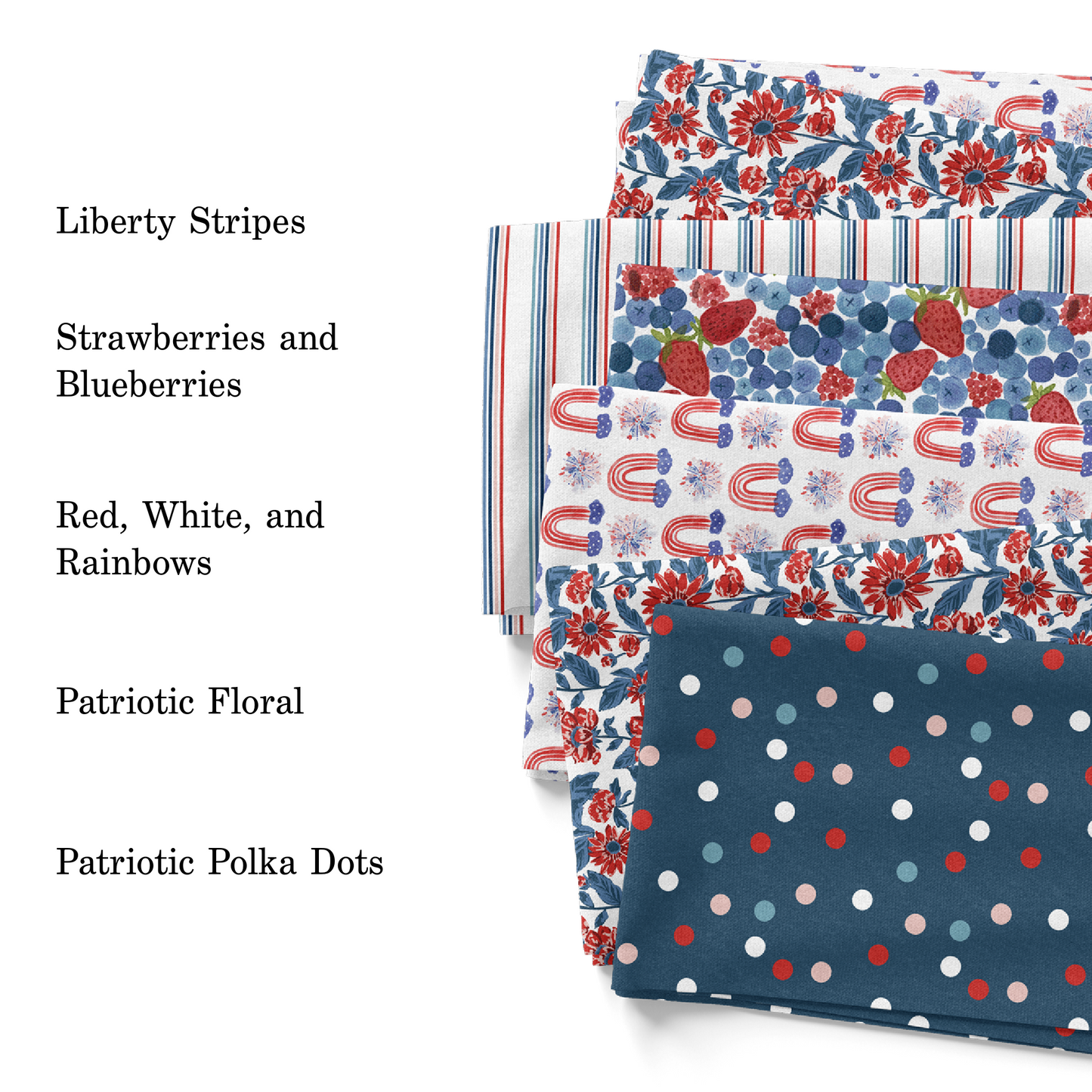 Navy and Dark Red Patriotic Fabrics by the Yard by Indy Bloom Design 
