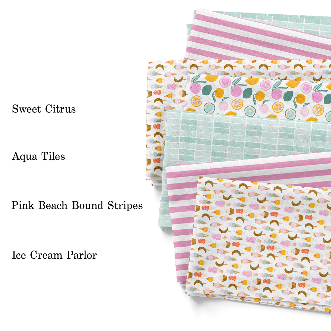 Indy Bloom Summer Fabric Collection - Fruit - Ice Cream  - Stripes - Tiles 