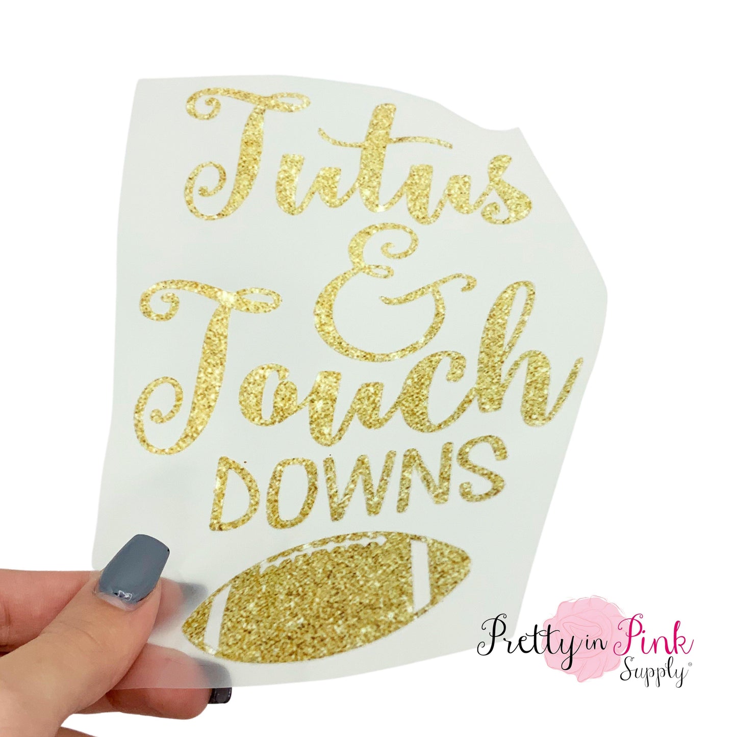 "Tutus and Touchdowns" |  Iron On - Pretty in Pink Supply