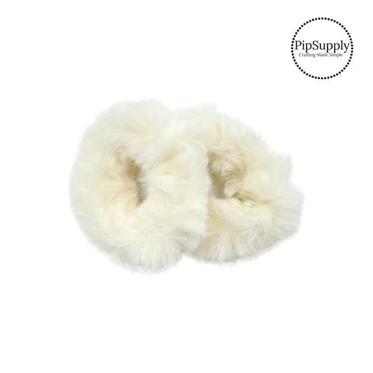 Ivory furry soft scrunchie