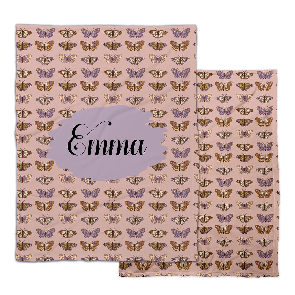 Juniper Row insect patterned fleece blankets with customizable name.