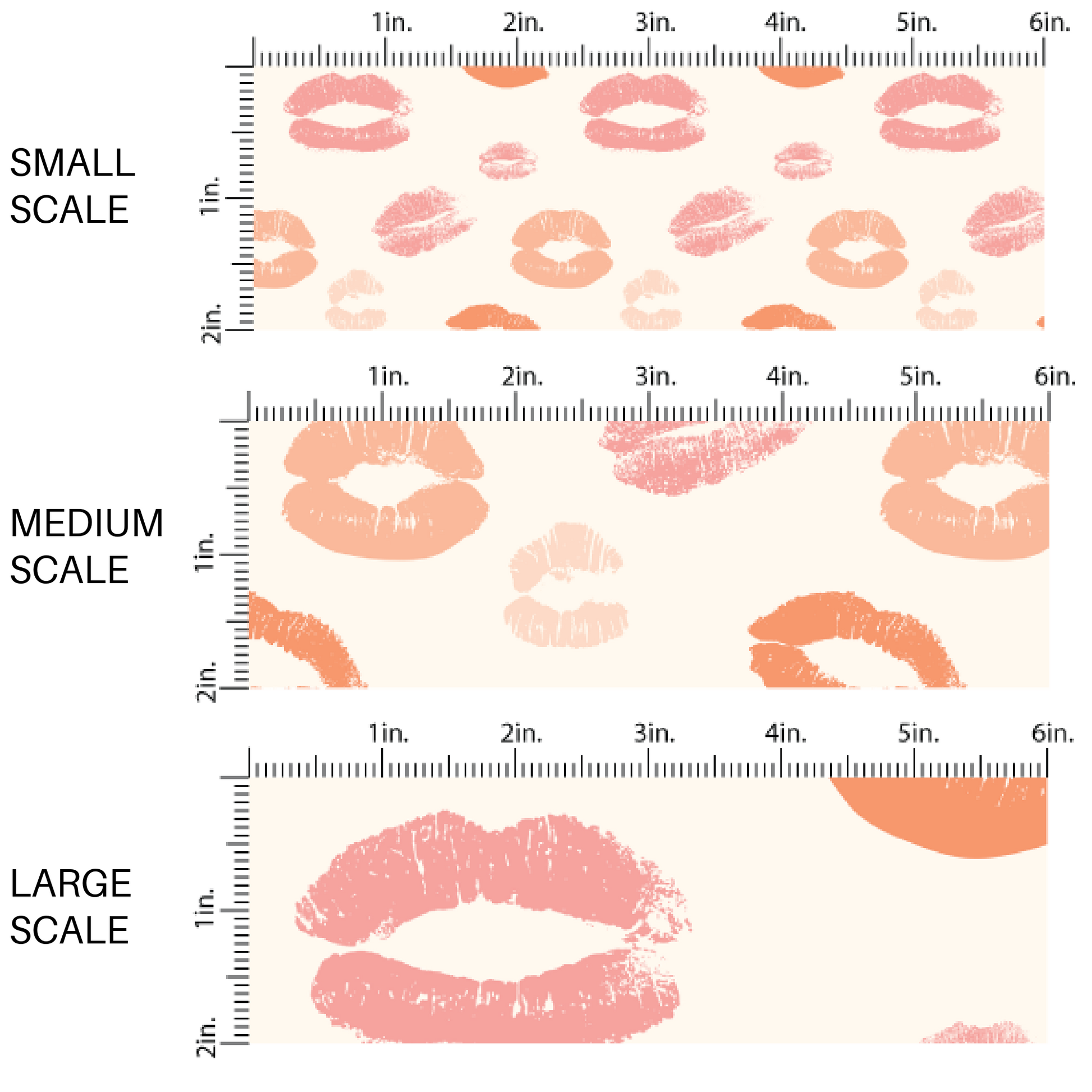 White Fabric with multi colored kiss marks image guide