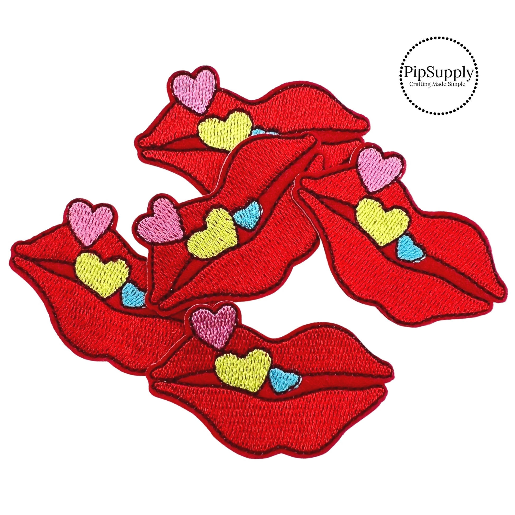 Red kiss Lips and hearts valentine's day iron on heat transfer
