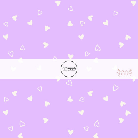 Purple Fabric Pattern with White Tiny Hearts