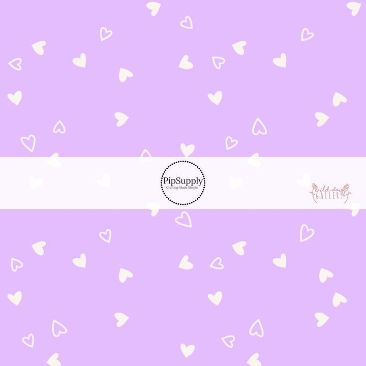 Purple Fabric Pattern with White Tiny Hearts