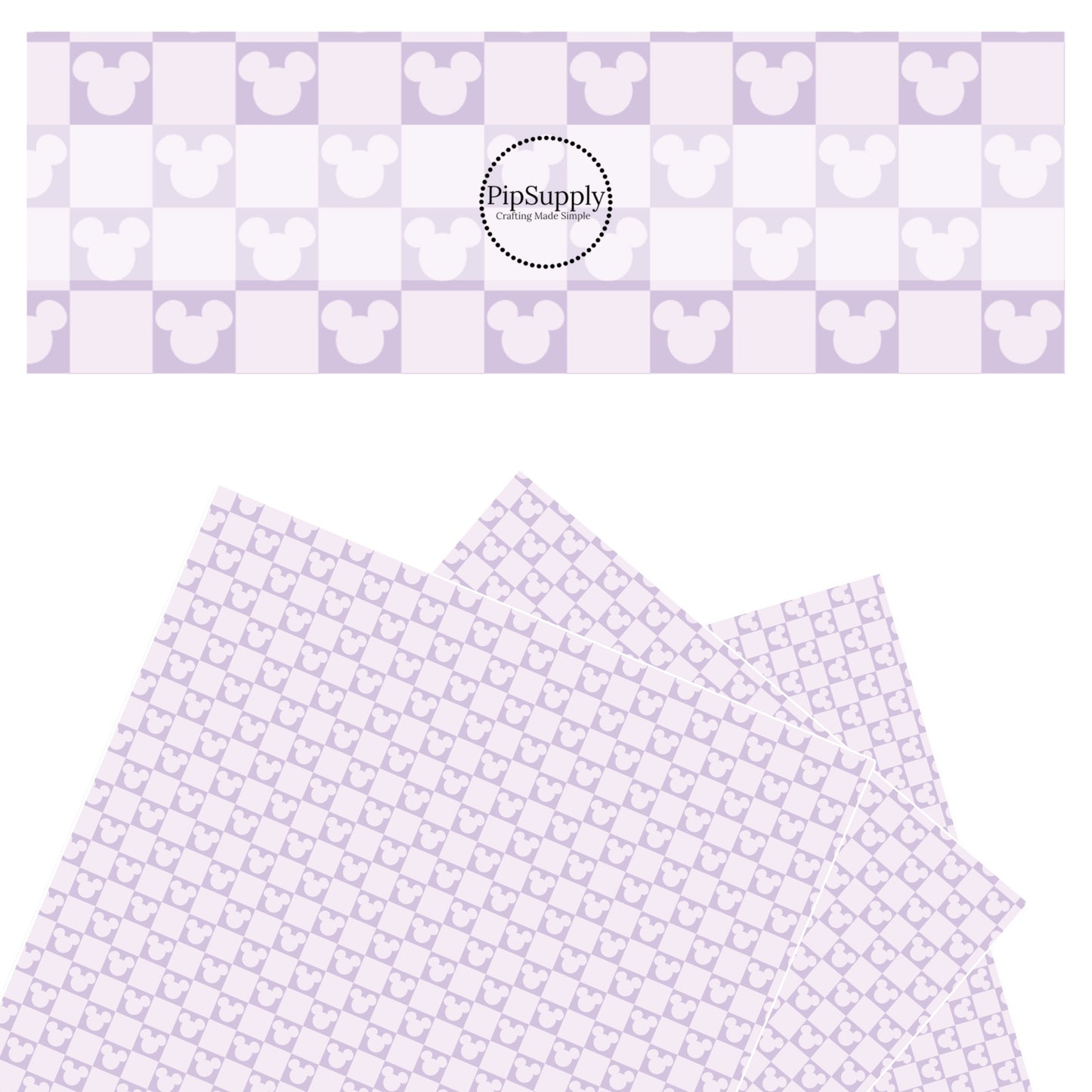 Checkered mouse lavender faux leather sheet