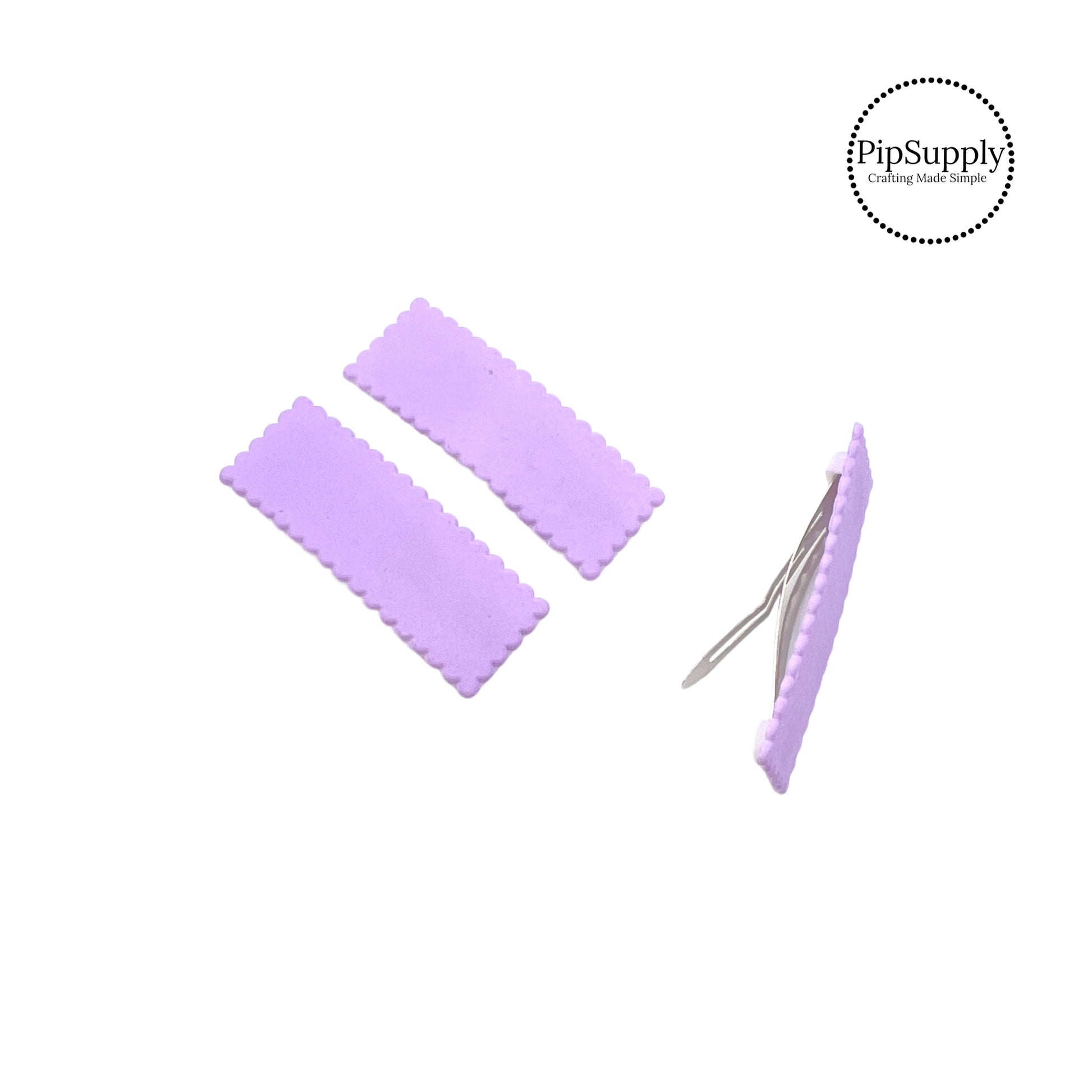 Solid lavender rectangle scalloped snap clips