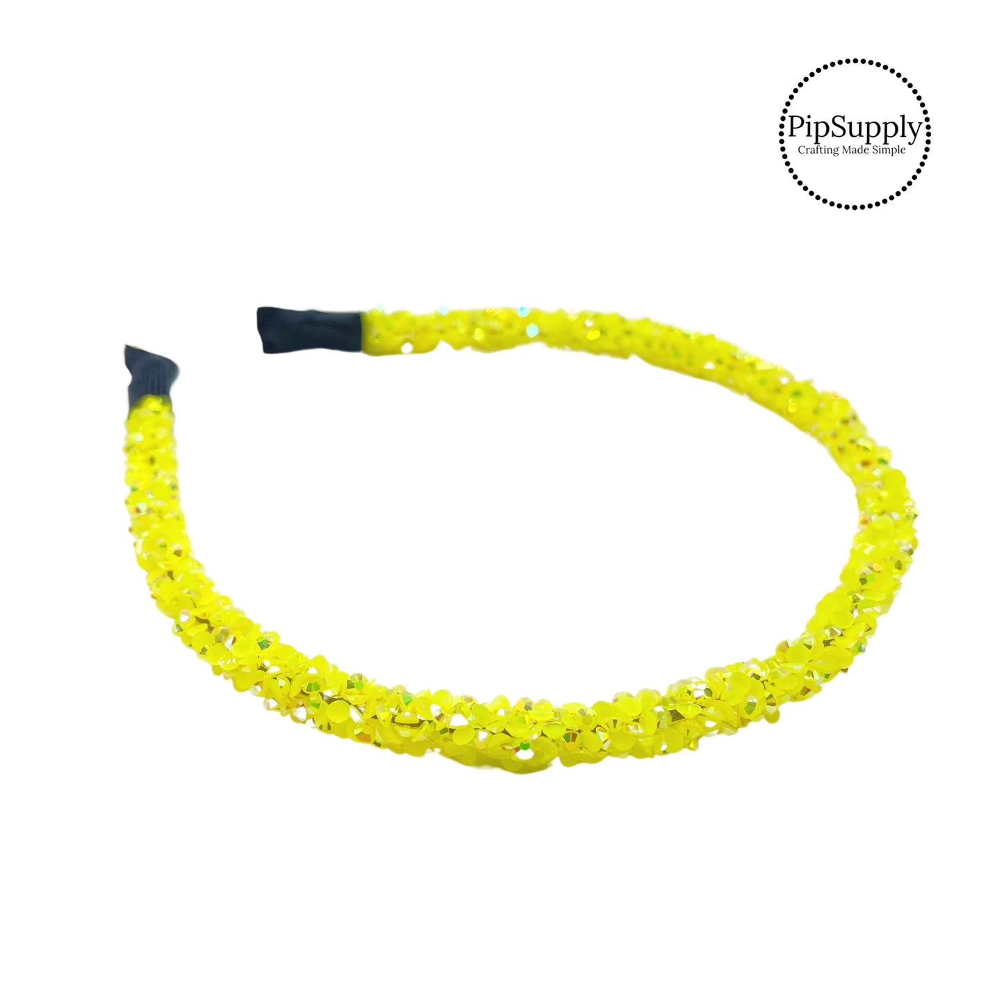 Bright lemon yellow iridescent crystal headband