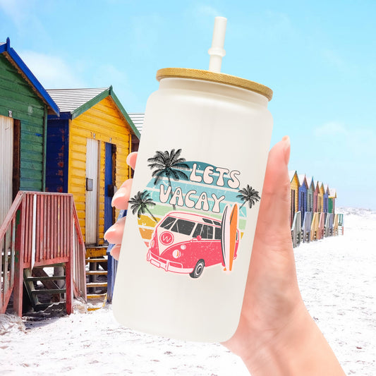 "Let's Vacay " Beach themed permanent adhesive decal 