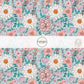 Pink and white flowers on blue fabric by the yard -  Easter Floral Fabric 