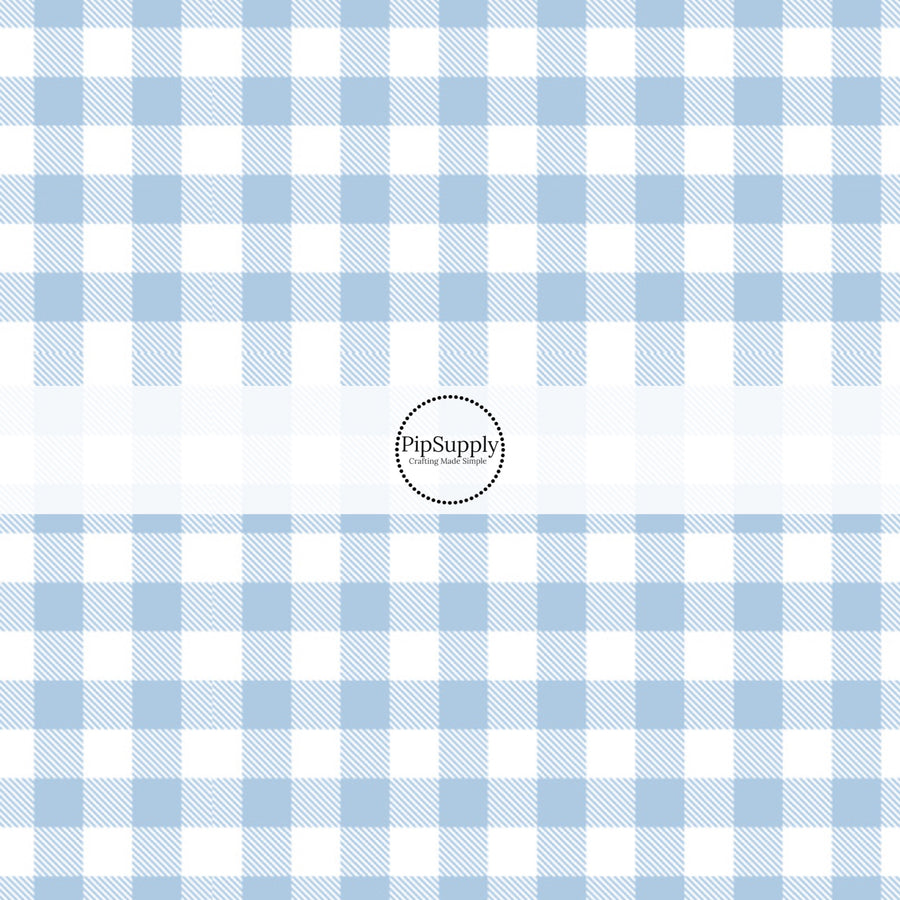 Light blue and white plaid fabric by the yard - Spring Easter Plaid Fabric 