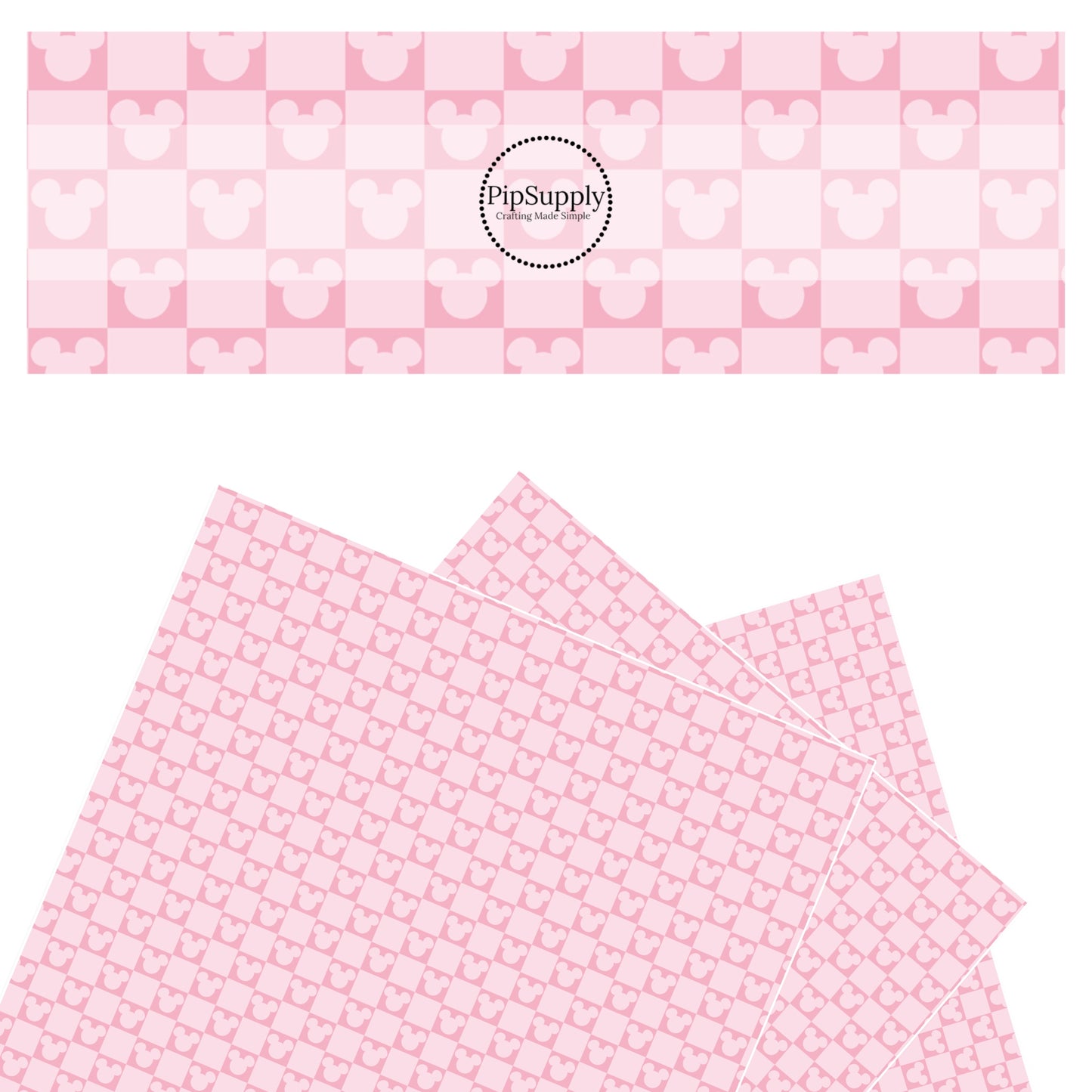 Plaid pink mouse faux leather sheet.