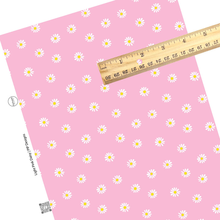 Bubble Pink Faux Leather Daisy Sheet - Custom Printed Faux Leather - Designer Leather - Soft Faux Leather 