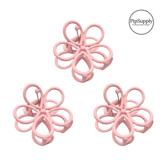 Baby pink hollow daisy metal claw clips