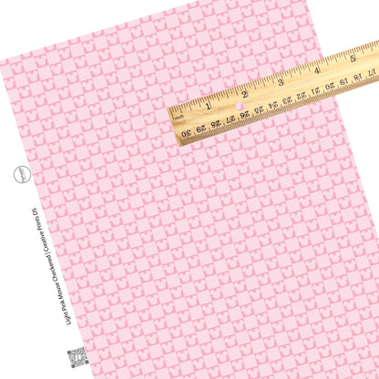 Pastel pink and pink mouse checkered faux leather sheet.