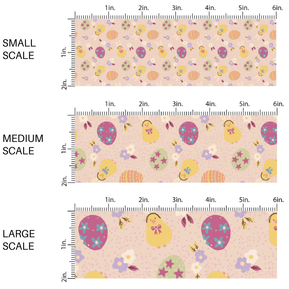 Spring Easter fabric by the yard scaled image guide with yellow chicks and Easter eggs