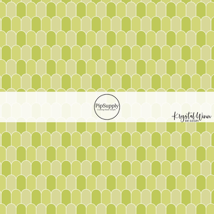 Multi lime with white outlined arches fabric by the yard