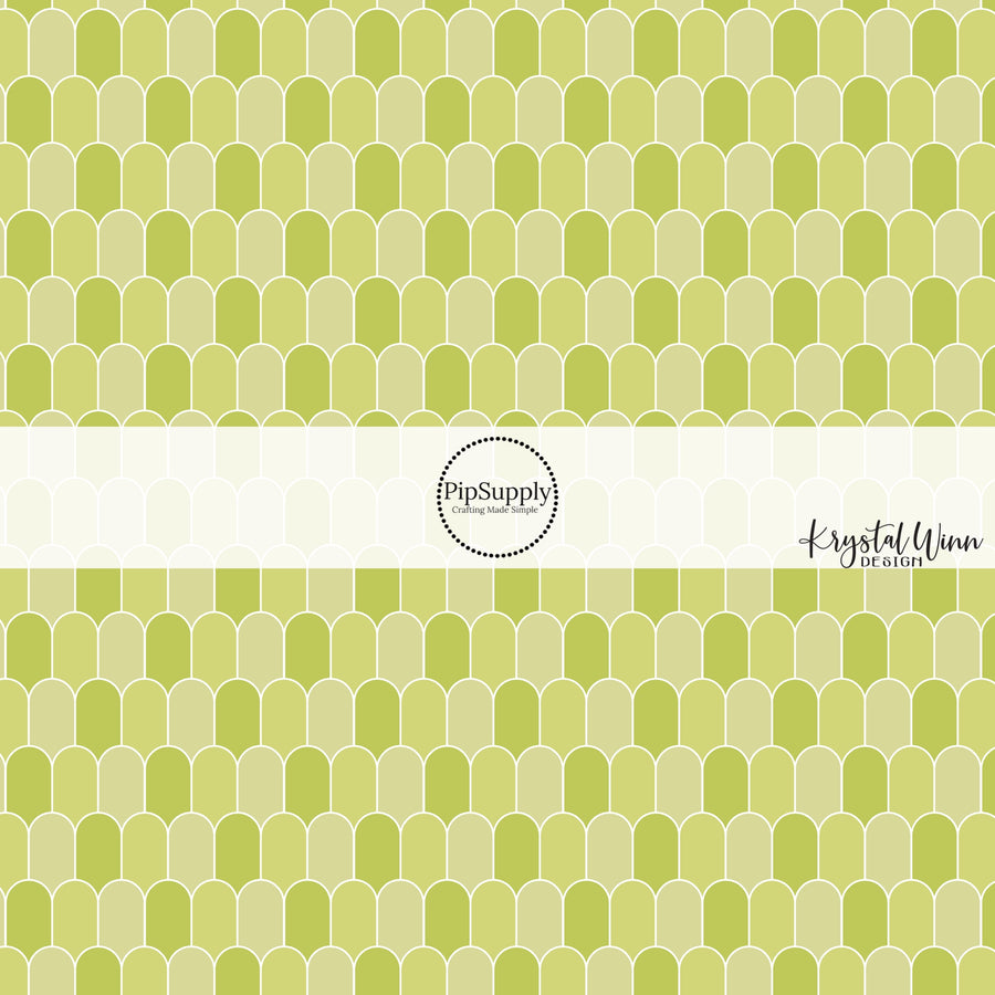 Multi lime with white outlined arches fabric by the yard