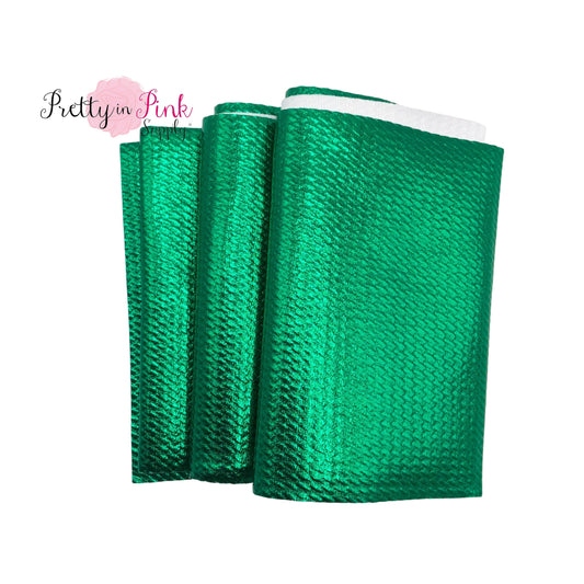 Folded Emerald Green Metallic Liverpool Fabric Strip