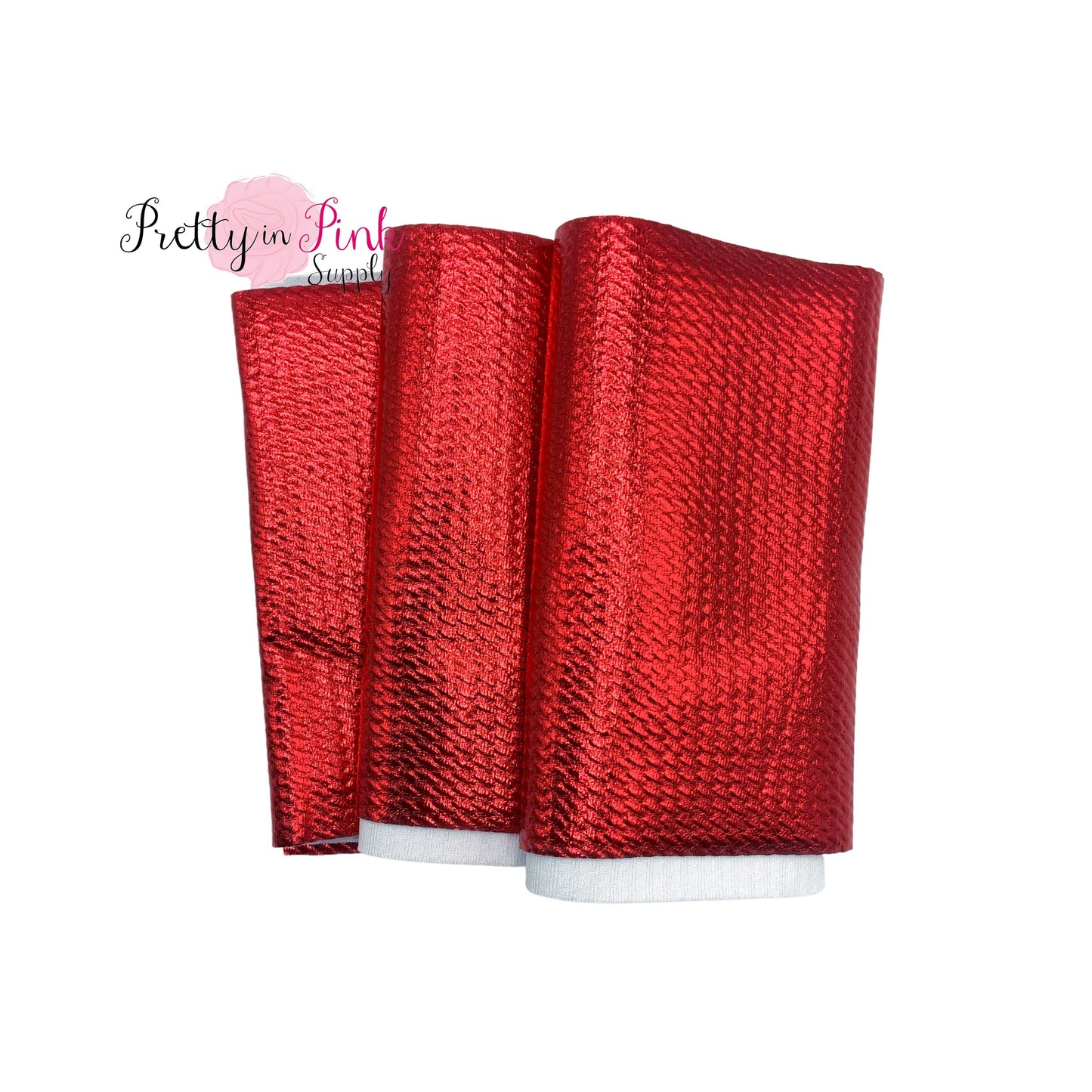 Folded Red Metallic Liverpool Fabric Strip
