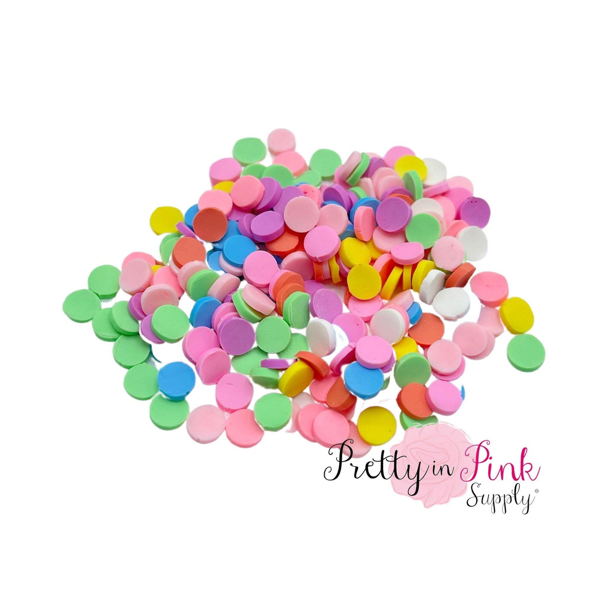 Pastel Rainbow Dot | Confetti Loose CLAY SLICES - Pretty in Pink Supply