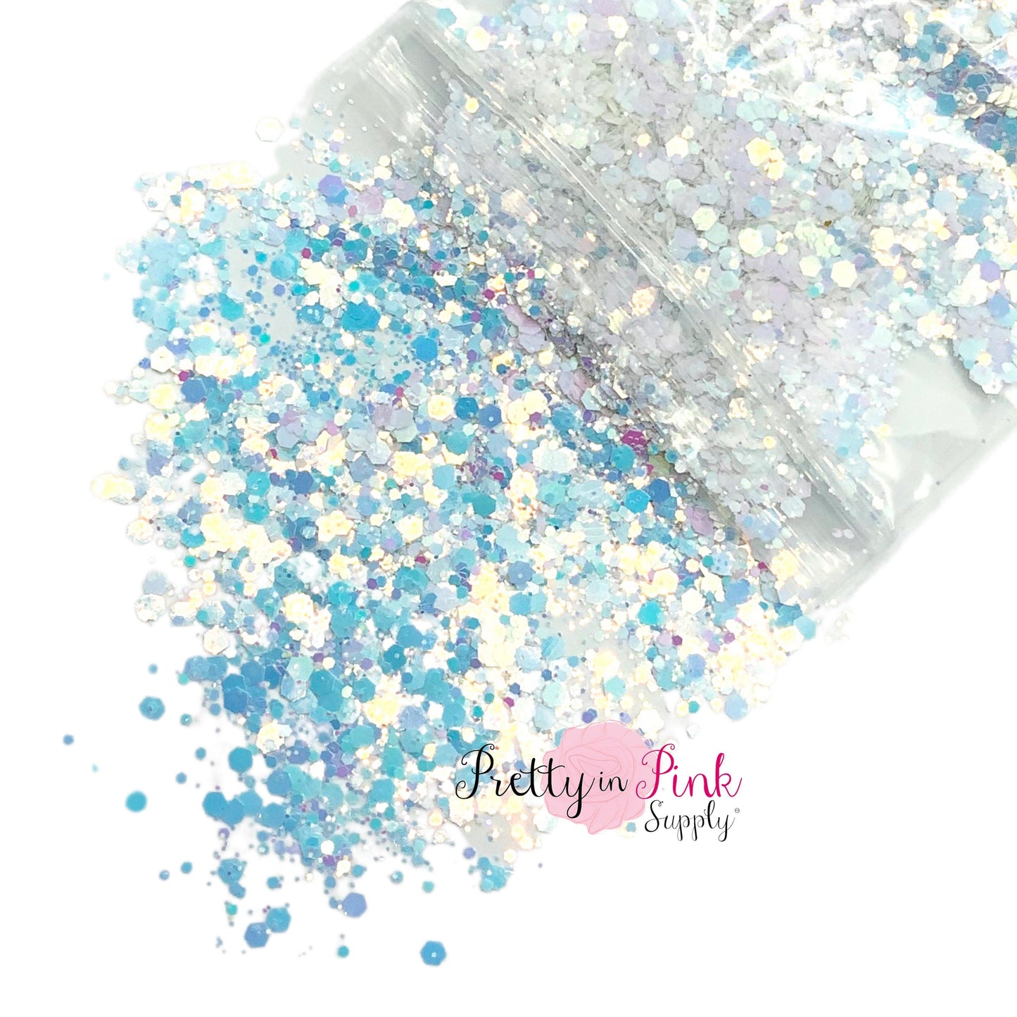 Frosted Snow Chunky/Fine MIX | 1/2 oz. Loose Glitter - Pretty in Pink Supply