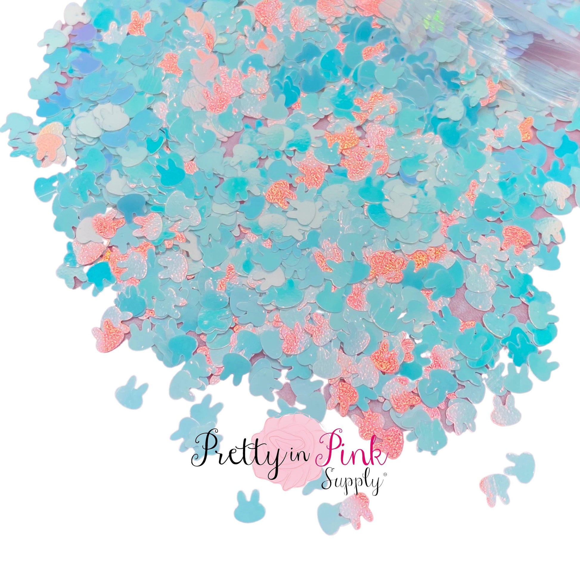 Iridescent Bunny Sequin Confetti | Loose Glitter - Pretty in Pink Supply