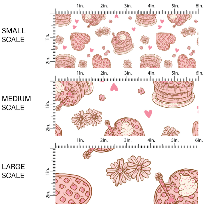 White pattern with Heart shaped waffles Fabric by the yard scaling 