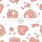 White pattern with Heart shaped waffles Fabric by the yard 