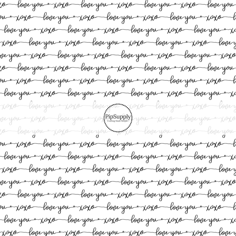 Calligraphy love you words in black on white bow strips