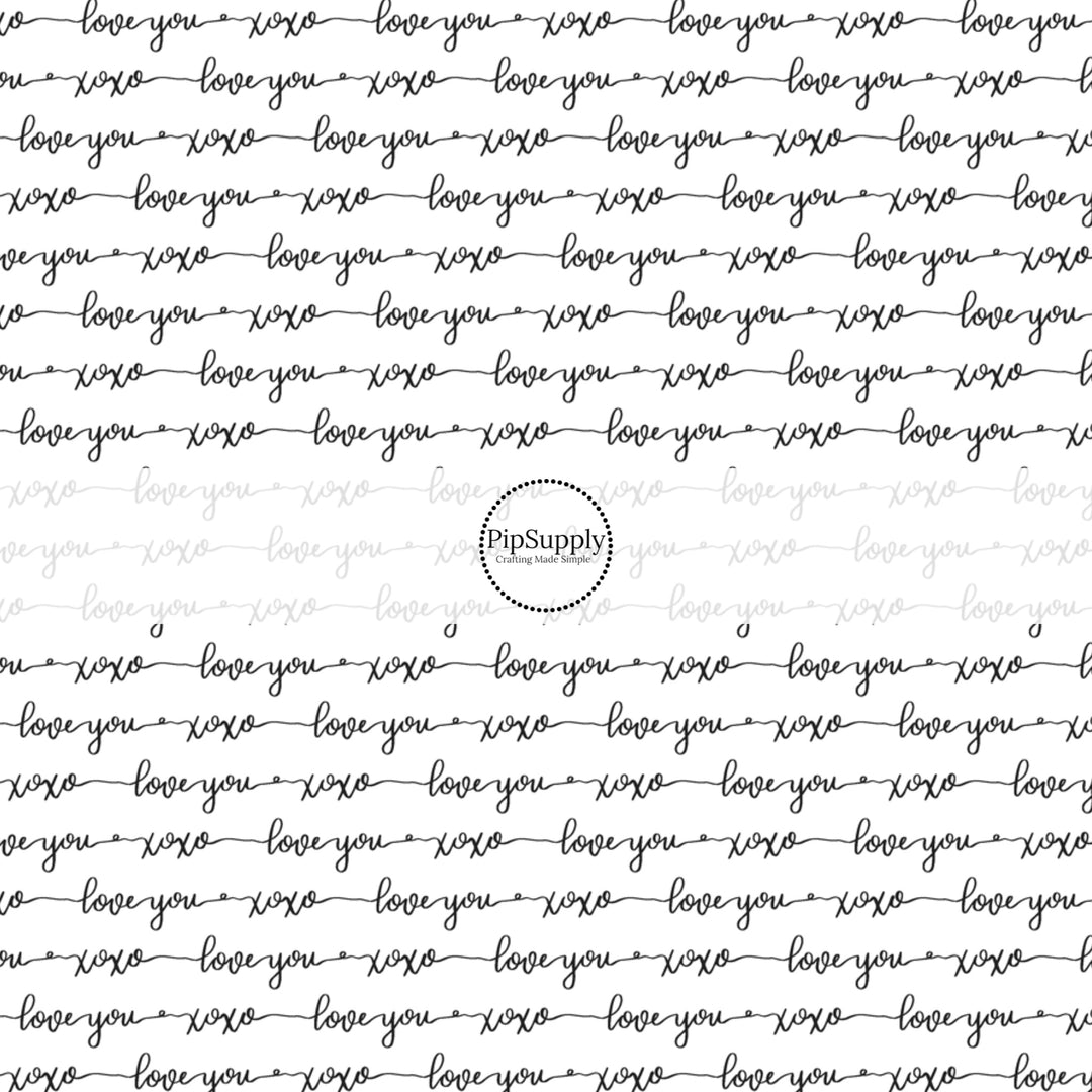 Calligraphy love you words in black on white bow strips